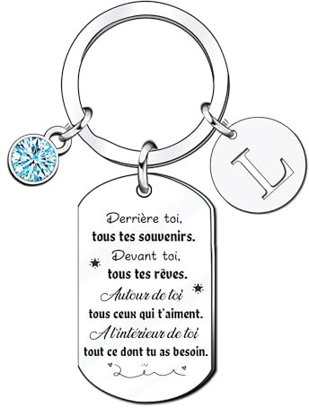 KJKJKJ 26Lettre A - Z cadeau Porte -Clef, Femme Homme Porte -Clef,Anniversaire Original Cadeau,cadeau de motivation Cadeaux pour les amis (L)