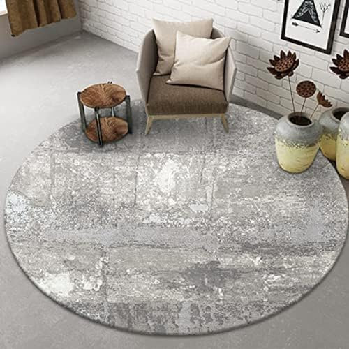 Runder Teppich 80 cm, 100 cm, 120 cm, 140 cm, 160 cm, 180 cm, 200 cm, Grauer Kreisteppich, Innenbodenmatte für Zuhause, Küche, Wohnzimmer, Schlafzimmer, Durchmesser 200 cm