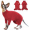 Sphynx Katze Kleidung, Katzenbody Nach Op Postoperative Kleidung für Katzen Body Operation Recovery Anti-leckende Langarm 4 Beine Pyjama für Katzen(Rot, M)
