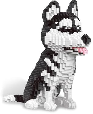 Husky-Hundbaustein-Set, 22,9 cm hoch, ein lustiges Geschenk und ein pädagogisches Freizeitspielzeug für Haustierliebhaber (Sibirischer Husky Dog)