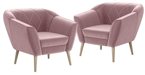 MEBLINI Sofa Sessel für Wohnzimmer 2er Set - Mini Lounge für Zwei Personen - Sitzgarnitur - Polstergarnitur - Gisela - 1+1 - Rosa Samt