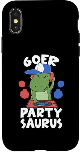 Hülle für iPhone X/XS 60er Party Saurus Sechziger Jahre Kassette Vintage Retro