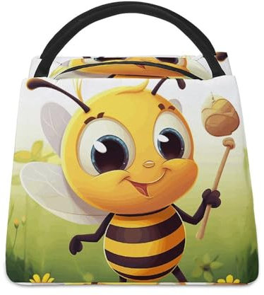 YKUDBN Lunchtasche mit Honig-Motiv, isolierte Lunchtasche, Outdoor-Lunch-Tasche, tragbare Lunchtasche, Reißverschluss, praktische Mahlzeiten-Tasche