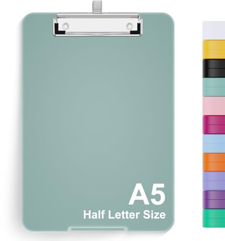 Hongri A5-Klemmbrett mit Aufbewahrung, einziehbarer Stifthalter, Metall, 15,2 x 22,9 cm, zusammenklappbares Klemmbrett, Bürobedarf, Schulbedarf, Menübox für Arbeit, Dunkelgrün