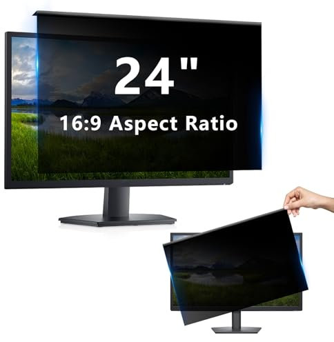 WVMNQO 24 Zoll Hängender Blickschutzfolie für Computermonitor mit 16:9, Hochtransparent und Nicht Verschwommen, Keine Installation erforderlich, Anti-Blaulicht, Anti-UV, Kratzfest, No Anti-Glare