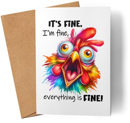 Lilavie-Design It's Fine I'm Fine Karte Grußkarte Lustiges Huhn Stress Humor Geschenkidee Sarkastisch
