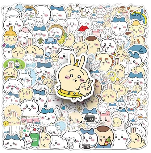 AUCEKO Chiikawa 100PCS Stickers, Pink Cat Cartoon Stickers for Laptop, Water Bottle, Skateboard & More, Vinyl, Reusable, Waterproof