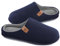 VeraCosy Herren Cord Pantoffeln gemütlich Anti-Rutsch-Gedächtnisschaum Hausschuhe mit Koralle Fleece-Futter Marine Blau,42-43 EU