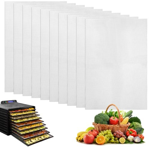 10 Pezzi Tappetino Essiccatore In Silicone, 39 * 28 cm Riutilizzabile | In Rete per Cottura a Vapore, Bpa-Free, Antiaderenti Tappetini Disidratatore per Frutta e Verdura Disidratatore Alimentare