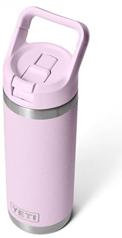 YETI Rambler C Straw Bottle, Stainless Steel Vacuum Insulated Bottle with Straw Cap, Cherry Blossom, 18 oz (532 ml)