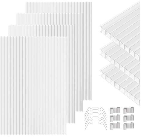 GUANSU-CN 5X Doppelstegplatten 8mm - 60.5x121cm Hohlkammerplatten Zuschneidbar Polycarbonat Gewächshausplatte UV-beständigen für Gewächshaus Carports Terrassenüberdachung Garten