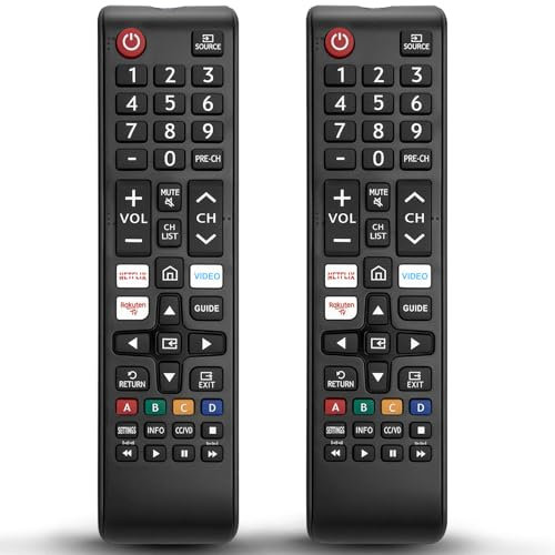 Bemexred Lot de 2 télécommandes universelles de rechange compatibles avec Samsung LED LCD QLED 4K 8K UHD 3D HDTV HDR Frame Curved Crystal Smart TV