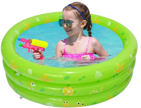 DAJASD Planschbecken für Kinder, 85×30cm Aufblasbares Planschbecken, 3-Ring Kinderpool Planschbecken, Kinder Planschbecken, Rund Schwimmbecken, Baby Pool für Innen und Außen