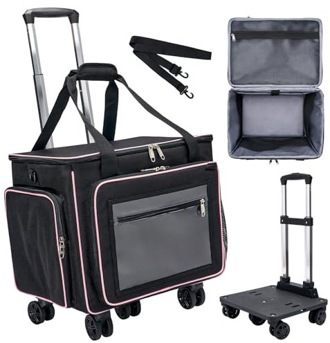 Amythe 2025 Große Lehrertasche mit Rollen Damen, Abnehmbarer Trolley mit 5 Rädern mit Gepolsterten Taschen für 17,3 Zoll Laptop, Laptoptasche für Wasserdicht Reisen/Schule/Büro Schwarz, 50L