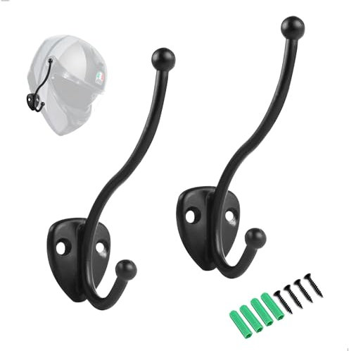 mimzemamz Helm Halterung Wand, 2 Stück Helmhalter Retro, Halterung für Motorradhelm, Helmhalterung Wand für Aufhängen von Motorradhelm, Jacket, Handschuh, Schwarz