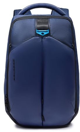 PIQUADRO – Zaino porta PC 14 a 2 scomparti – in Tessuto e Pelle Vegana – Colore Blu