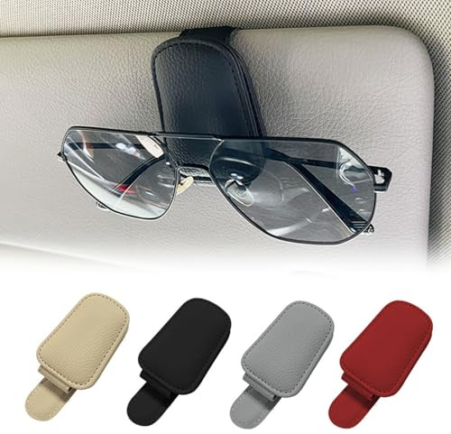 WEDSLK Brillenhalter für Auto für Mercedes G-KLASSE W463, Leder Auto Brillenhalter, Magnetischer Brillenhalter, Brillenhalter Auto Sonnenblende,B-Black
