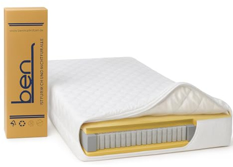 Matratze 120x200 cm - Wendematratze H3/H4, 23 cm Höhe, 7-Zonen Taschenfederkern, ergonomisch, atmungsaktiv und mit waschbarem Bezug