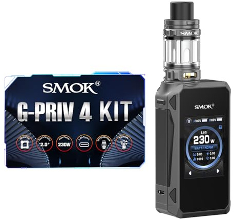 SMOK G-PRIV 4 230W E Cigarette Vape, Touch Screen Device – Dual 18650 Battery Mod with TFV18 Mini 2ml Sub-Ohm Tank | Empty System, No Nicotine/Tank Only - Grey