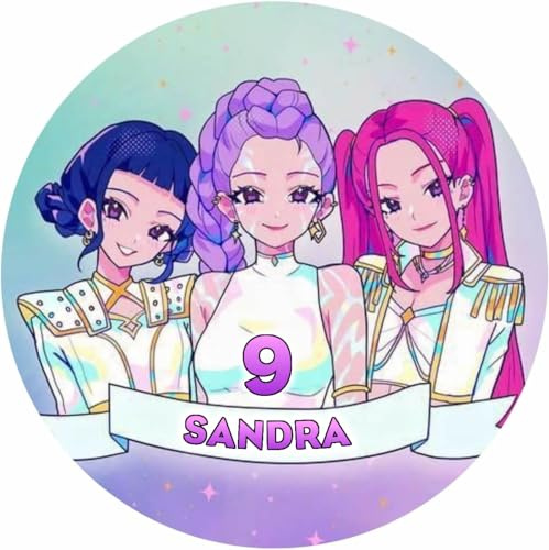 FOTO COMESTIBLE de GUERRERAS KPOP DEMON HUNTERS K-POP Redonda Personalizada para Pastel o Tarta, Papel Comestible Decoracion Cumpleaños, Obleas Comestibles Torta Redondo - Vegano y Sin Gluten