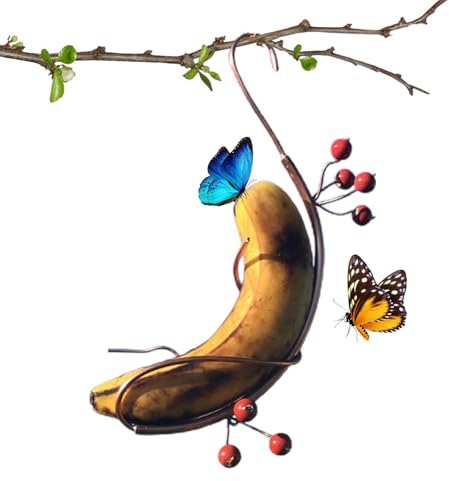 Vogelfutterhaus Schmetterling aus Kupfer – hängendes Futterhaus für den Außenbereich, Hängematte, Banane | Multifunktionales dekoratives Vogelfutter für den Außenbereich