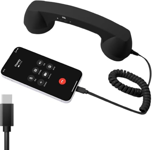 Retro Phone Handset,2026 New Retro Style Type-C Phone Handset,Vintage Wired Plug in Handheld Cell Phone Receiver with Microphone,Suitable for Cell Mobile Video Conferences,Calls,Meetings