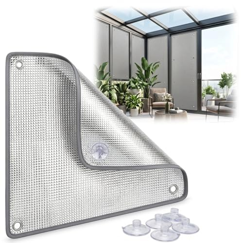 Verdunkelungsfolie Fenster Innen Oder Außen, 8mm Alufolie Fensterfolie Sonnenschutz, Hitzeschutzfolie UV-Schutz Reflektierende, Sichtschutzfolie mit Saugnäpfen für Dachfenster(Grau,90cm*100cm)