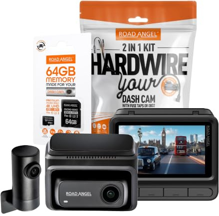 Halo Elite Bundle 4K Ultra HD Car Camera Dash Cam Front and Rear and Screen | 4K Ultra HD Dashcam Front and Rear Camera | 1080p Rear Camera | Includes Hard Wire Kit and 64GB SD Card | Companion App
