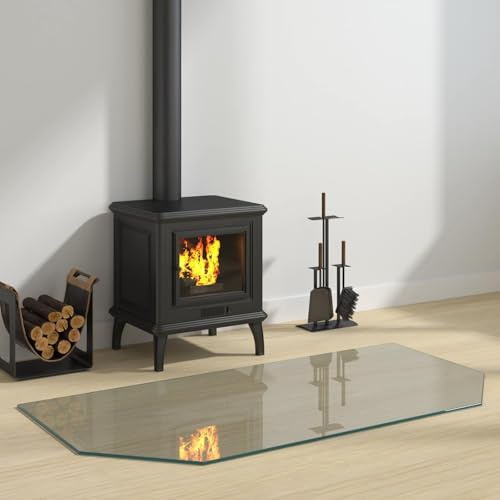 Teenpull Placa de cristal transparente de 120 x 60 cm de cristal templado con bordes pulidos, protección contra el calor y placa de protección del suelo para chimenea, estufa de leña, estufa de leña