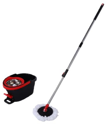 ZJchao Serpillière et Seau à Pédale, Tête de Vadrouille Microfibre Rotative 360° pour Sols en Bois Carrelage stratifié, 2 Lingettes Lavables Incluses
