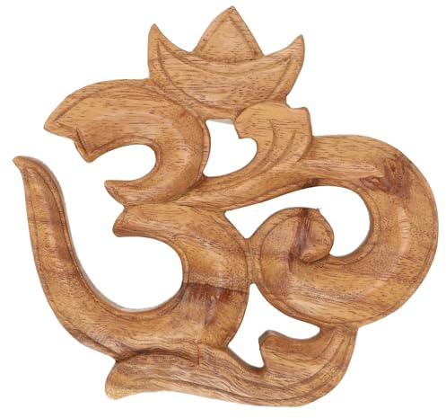 Geszchnitztes Wandrelief Om aus Holz, handgefertigt, 14*15*2 cm | Handgefertigtes Unikat, individuelle Maserung, einzigartiger Wandschmuck
