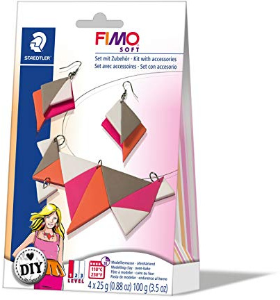 Rayher 34421000 Fimo DIY Jewellery kit: Triangle, 1 necklace, 1 pair of earrings, tab-box