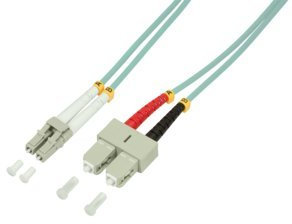 BIGtec 15m LWL Kabel Patchkabel OM3 Glasfaser-Kabel 40Gbit Multimode 50/125µm Ø 2mm Jumper LC - SC Stecker Duplex Aqua/türkis Fiber Optic Cable