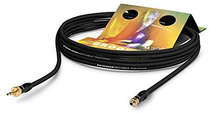 Sommer Cable - Cavo SC-Goblin dotato di mini jack maschio 3,5 mm stereo HI-J35S-SCREW-M Hicon/Mini jack femmina 3,5 mm stereo HI-J35S-SCREW-F Hicon, cavo nero, prodotto in Germania 5m Nero