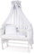 Waldin Baby Beistellbett mit Matratze und Stoffen, Höhen-verstellbar, Große Liegefläche 90x55cm, Weiß Lackiert, Weiß/SterneMix