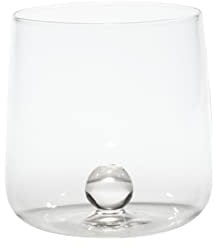 Zafferano Bilia Tumbler en Verre Transparent Fait Main - Décoré d'une Boule Colorée à L'Intérieur, 44 cl, H 90mm D 88mm - Set 6 Pièces