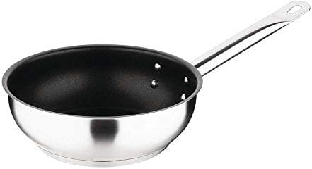 Vogue Non-stick Sauté Frying Pan 20 cm, Stainless Steel, Teflon Platinum Plus Deep Frying Pan, Size: 200(Ø)mm, Induction Compatible, Dishwasher Safe, FC098
