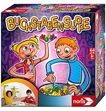 Noris 606061905 Buchstabensuppe - Witziges Lernspiel zum Lesen und Schreiben lernen für Kinder 1 bis 4 Spieler ab 7 Jahren