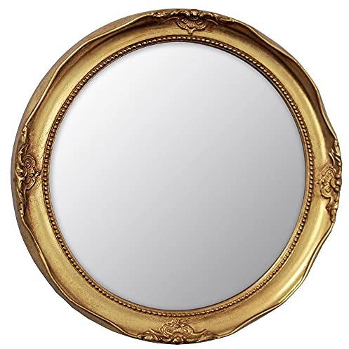 Funerom Dekorativer Wandspiegel, rund, Vintage-Stil, 31 cm, goldfarben