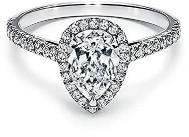 BEBEWO Gold 9K/14K/18K Verlobungsringe für Damen, Tropfenschliff Moissanit 2ct Halo ring Ewigkeitsring für Sie