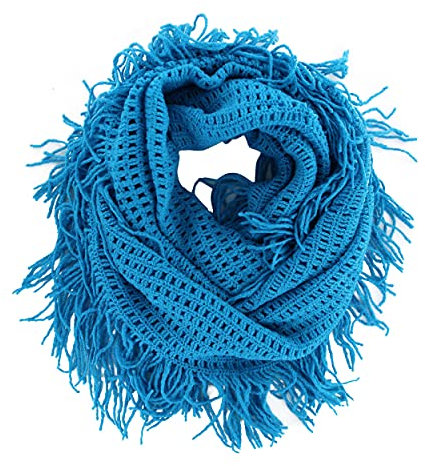 Unisex Damen Winter Fransen Quaste Hals Cozy Knit Cable Infinity Loop Cowl Schal - Einfarbig, Blau, Einheitsgröße