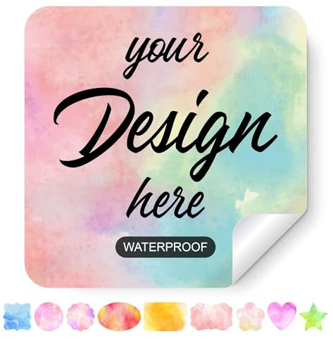 Custom Stickers Personalized With Any Design, Image, Logo, Text - Business Labels, Thank You Stickers, 100 Square Labels (1.5x1.5)