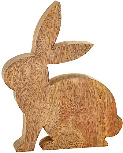 matches21 Schlichter Osterhase Hase Osterdeko Hasenfigur Mango Holz nachhaltig Frühlingsdeko Figur 1 STK 19x25x2 cm