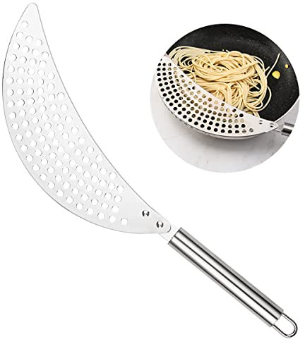 DOERDO Pasta Strainer with Handle, Handheld Stainless Steel Pasta Strainer for Different Pot Pan Kitchen Tools