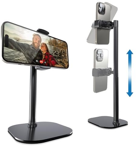 Cooper ChatStand Adjustable Mobile Phone Stand for Desk | iPhone Stand for Filming, Video Recording, Streaming, Mobile Phone Holder for Desk for Samsung, Android, 9-14 Face-Level (Night Black)