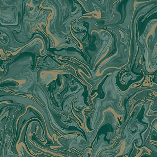 Fine Decor Marble Emerald Green Gold Metallic Paste The Paper Wallpaper