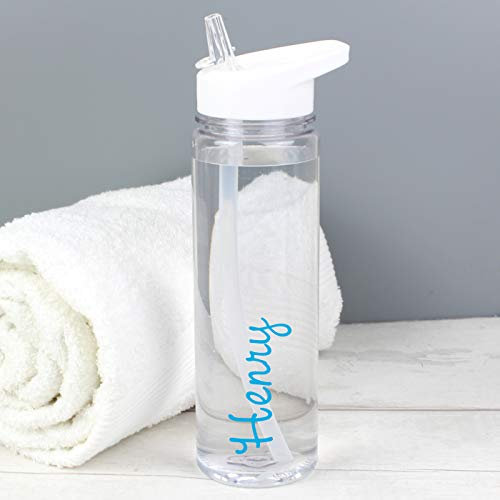 Personalised Blue Name Water Bottle BPA Free 750ml school, work, teachers, gym, cycling, summer
