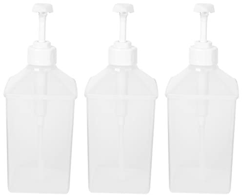 Cabilock 3PCS Plastic Squeeze Condiment Bottles Jar Syrup Honey Dispenser Pump Bottle for Juice Ketchup Cookie Sauces 1100ML (White)