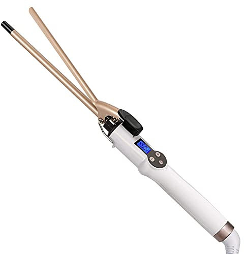 Thin 9mm Curling Tongs Professional, 3/8 Inch Ceramic Tourmaline Curling Wand Barrel, Hair Curler Iron for Long & Short Hair