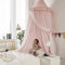 Ricemru Doppellagig Baldachin Babybett Mädchen Groß Hell Rosa Baumwolle Betthimmel Kinderbett Rund Hängendes Kuppel Moskitonnetz Spielzelte Bett Deko for Kinder Baby